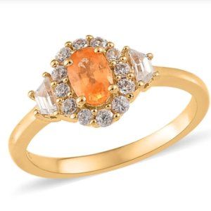 Premium Viceroy Spessartine Garnet/White Zircon/VYG over SS